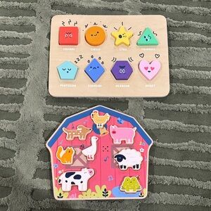 Farm Animal and Shape Puzzle Set